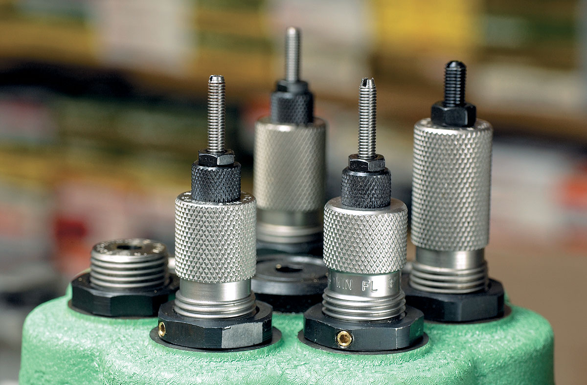 Stan set up the trim die, full-length sizer, neck sizer and seater. The neck sizer was used only after the case was fired.